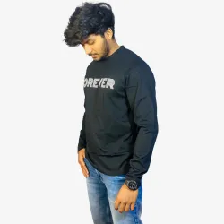 Men's Black Full Sleeve Sweatshirt | Premium Cotton Round Neck Casual Regular Fit